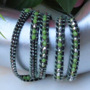 Lizou green and black wrap bracelet